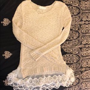 Cream crochet lace sweater